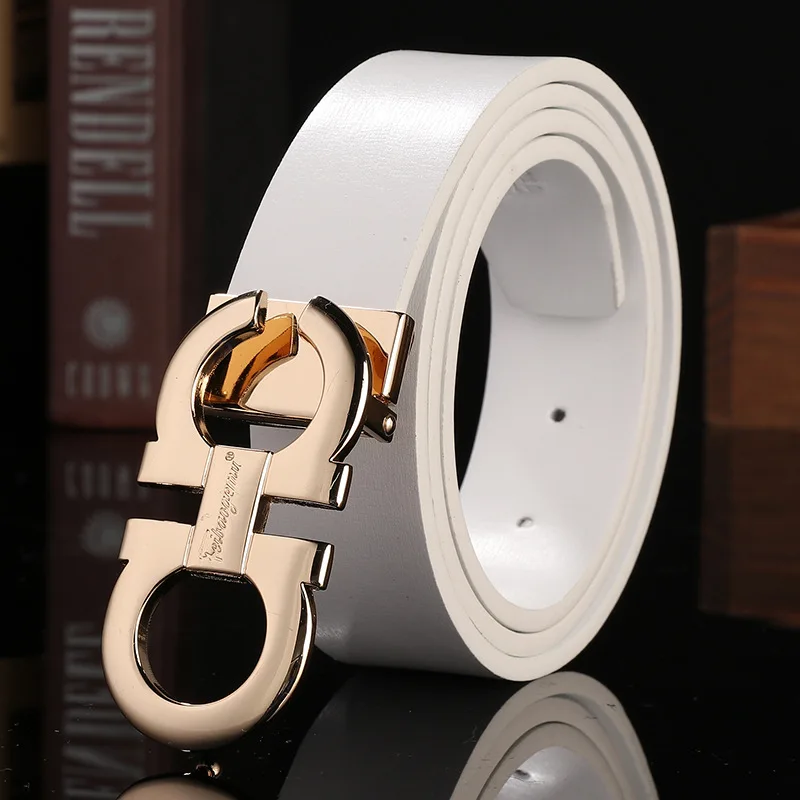 White Gold Designer Belt For Men Women Fashion Letter Smooth Buckle Cowskin Belt Luxury Gold/Sliver/Black G Buckle Belt Strap For Unisex - Цвет: White Gold