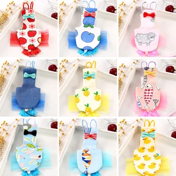 

Cute Candy Color Parrot Flight Suit With Bow Lace Border Pet Bird Diapers Small Animals Clothes Uniform Birthday Party Cosplay