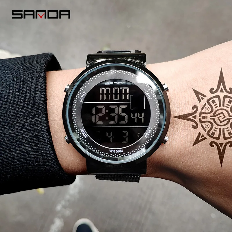 SANDA цифровые часы женские спортивные мужские электронные светодиодные наручные