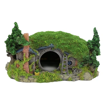 

Promotion! Aquarium Decoration Hobbit House Reptile Hole House Shelter Fish Tank Ornament Rockery Landscaping