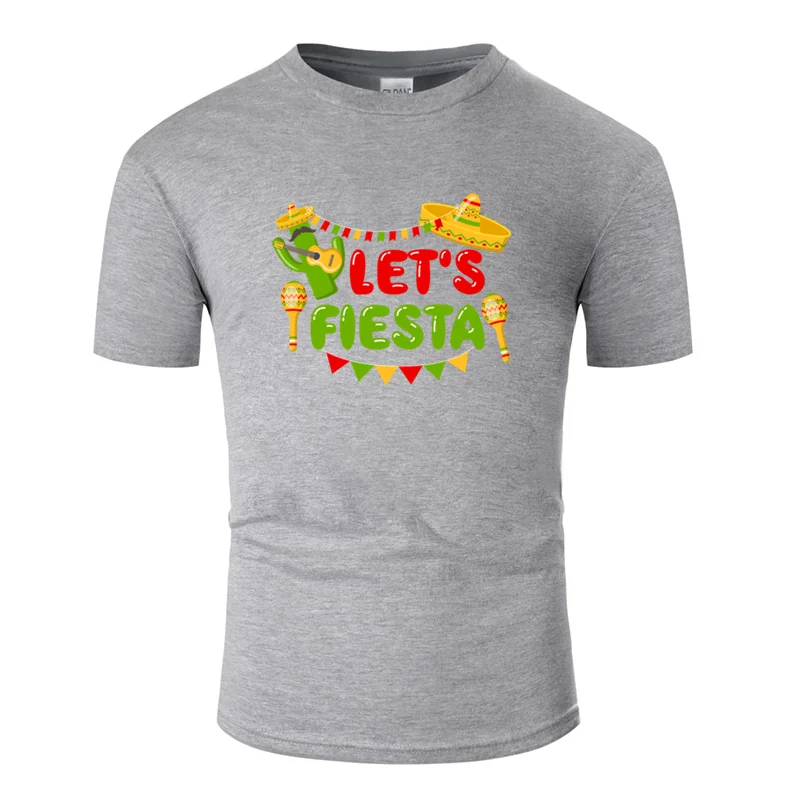 Модная повседневная мужская футболка let's fiesta, белая Официальная футболка с коротким рукавом, футболка против морщин - Цвет: Men-Gray