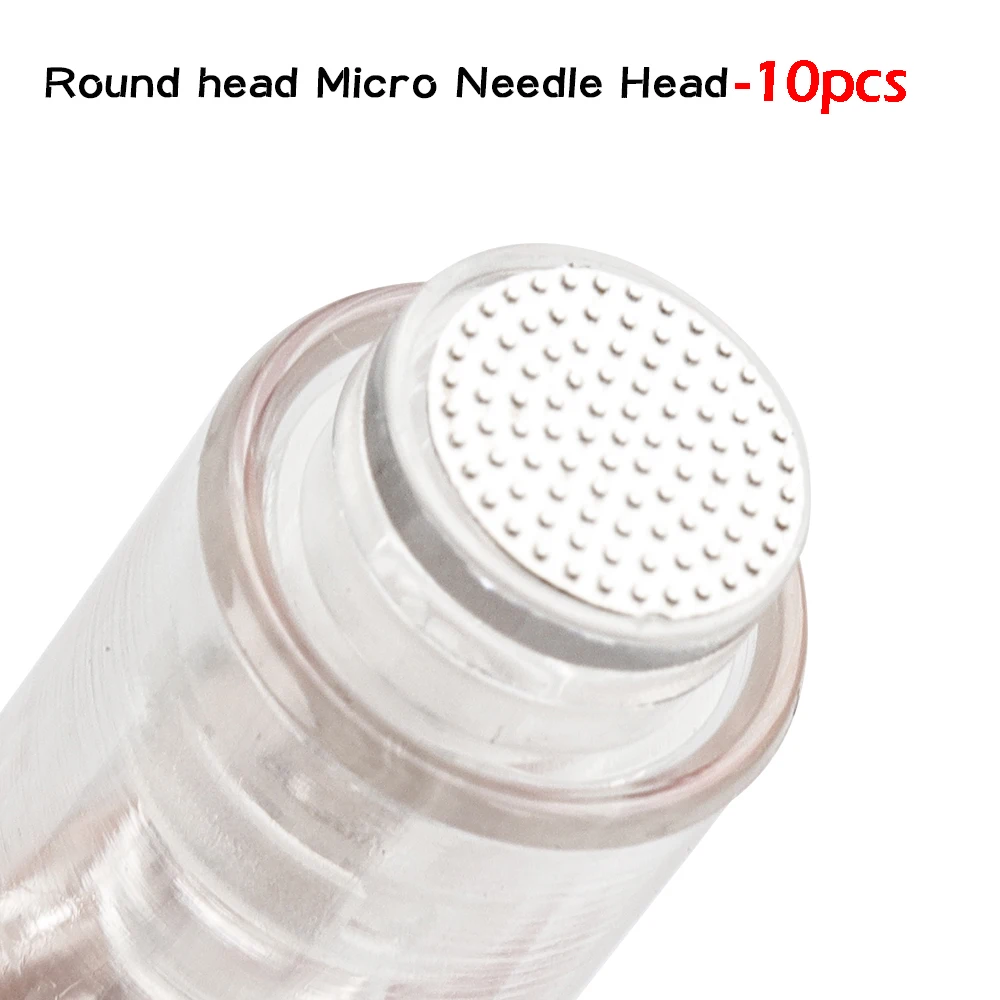 Round head-10pcs Электрическая Дерма ручка, беспроводное устройство, тату, микроблейдинг, Дерма, иглы для татуировки, Dr, ручка, пистолет, мезотерапия, макияж лица, уход за кожей - Габаритные размеры: Round head-10pcs