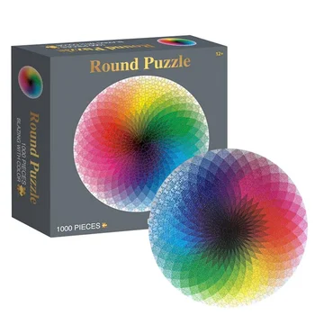 

1000pcs/set Colorful Rainbow Round Geometrical Photo Puzzle Adult Kids DIY Educational Reduce Stress Toy Jigsaw Puzzle Paper