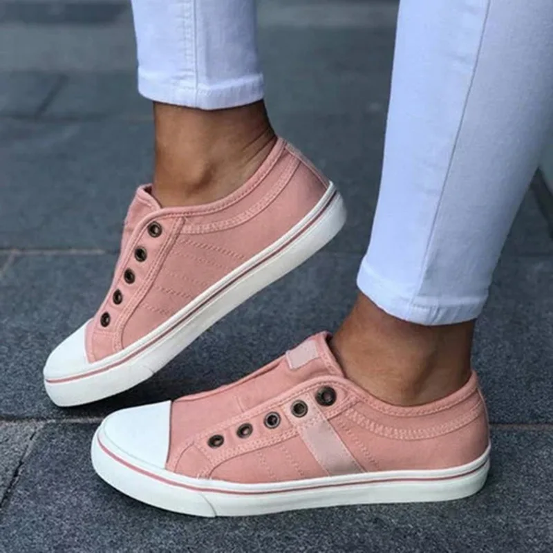 pink WENYUJH/Коллекция года; женские кроссовки; сезон весна-лето; парусиновая обувь; женские вулканизированные слипоны на плоской подошве; повседневные кроссовки; обувь; zapatillas mujer - Цвет: pink