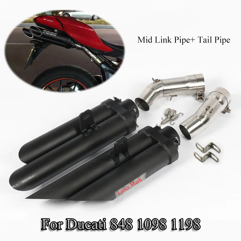 Для Ducati 848 1098 1198 скольжения на мотоцикл среднего подключения труба глушителя из алюминиевого сплава наконечник Хвостовая труба скутер Moto Escape