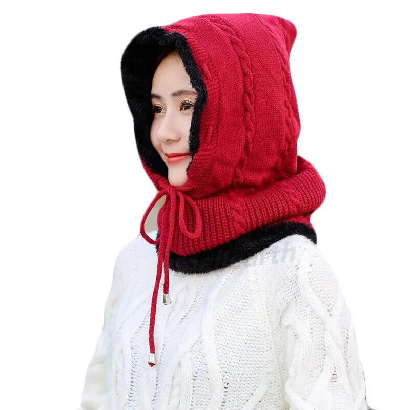 red new Модная осенне-зимняя женская и мужская Вельветовая вязаная шапка с капюшоном, шарф, набор для мальчиков, Толстая теплая шапка, шарфы, мужские вязаные шапочки, шапки - Цвет: red new
