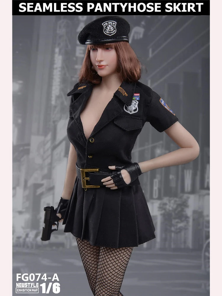Black Police Mini Dress A #1-1/6 Scale Fire Girl Action Figures FG074 