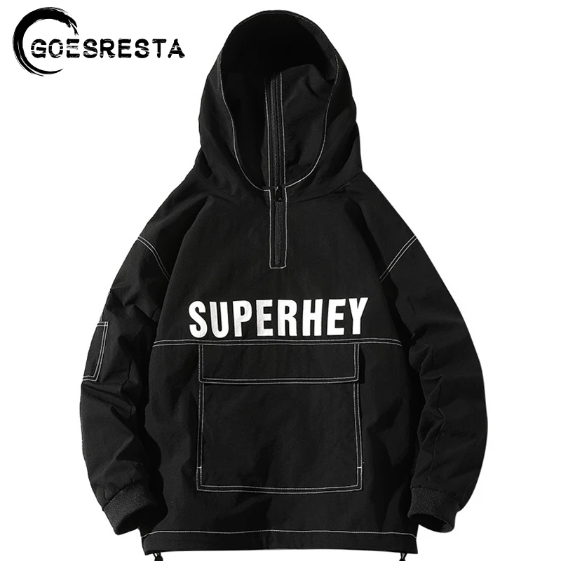 

Autumn Hoodies Double Sided Jackets Men Hip Hop Streetwear Windbreaker Big Pocket Coat Harajuku Fashion Casual Men Jacket M-3XL