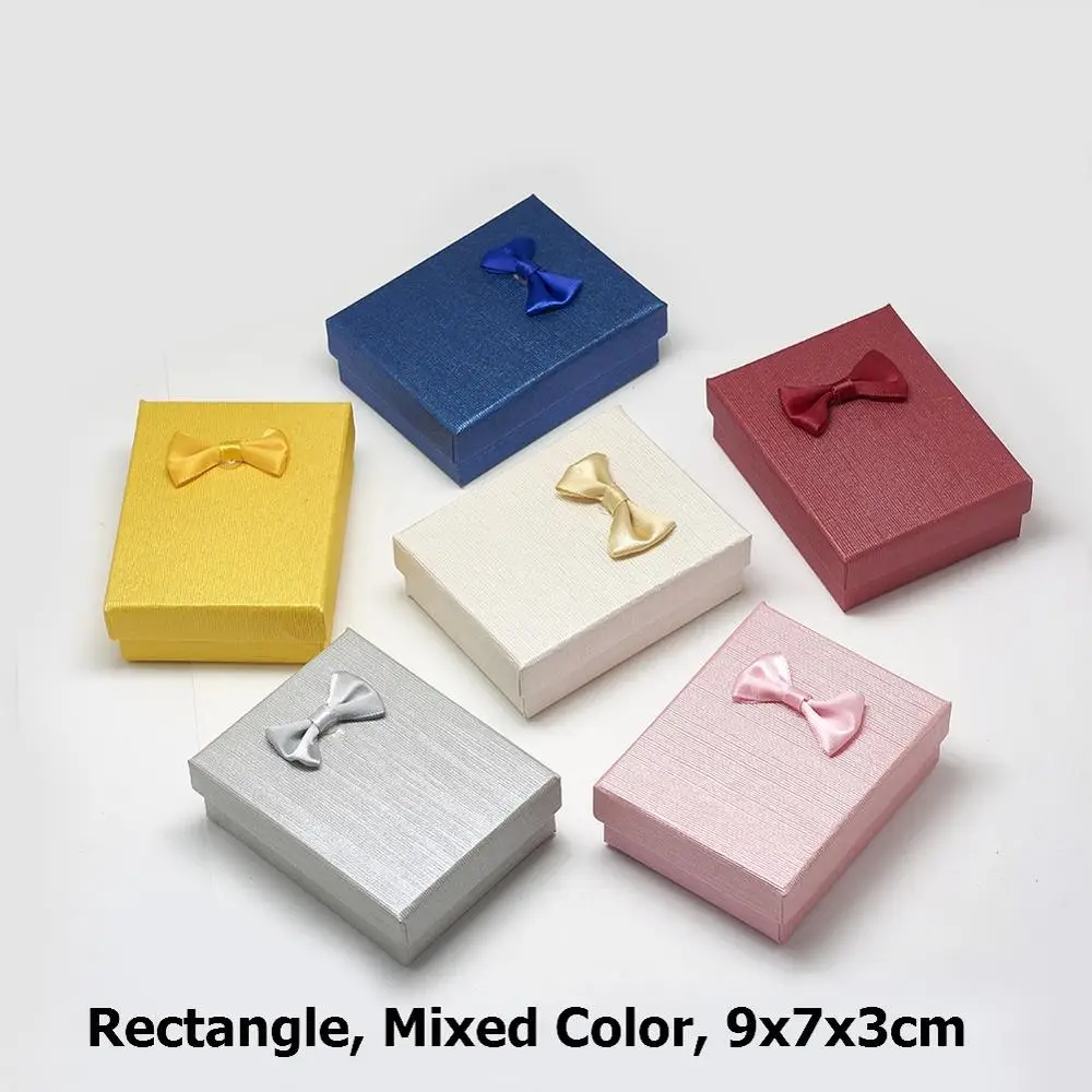 12 шт картонный ювелирный набор Подарочная коробка кольцо Ожерелье Браслеты Серьги Подарочная упаковка коробки с губкой внутри прямоугольник - Цвет: Mix-F 9x7x3cm