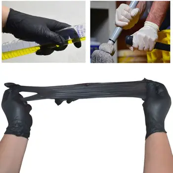 

100pcs Waterproof Allergy Nitrile Cleaning Gloves Rip Resistant Free Disposable Black Laboratory Work Safety Gloves