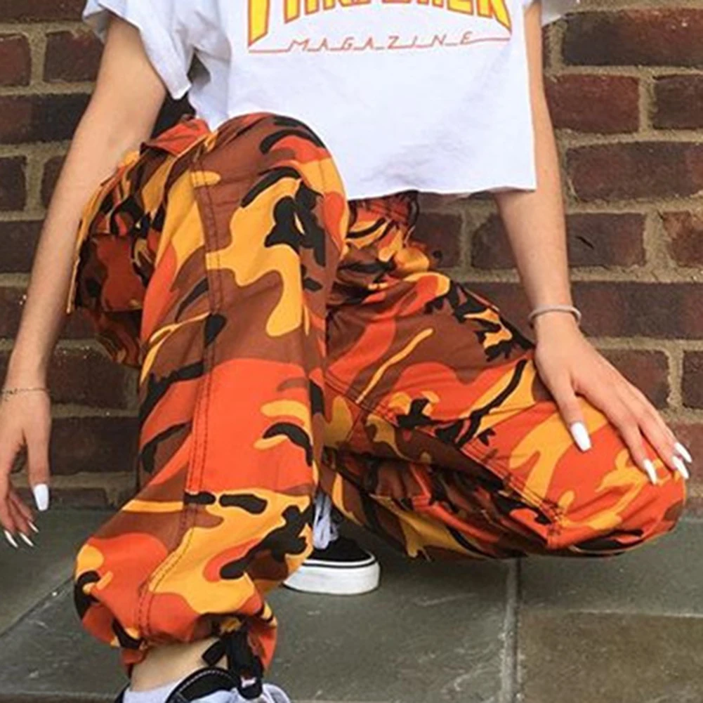 Fashion Y2k MultiPocket High Waist Cargo Pants Ladies Casual