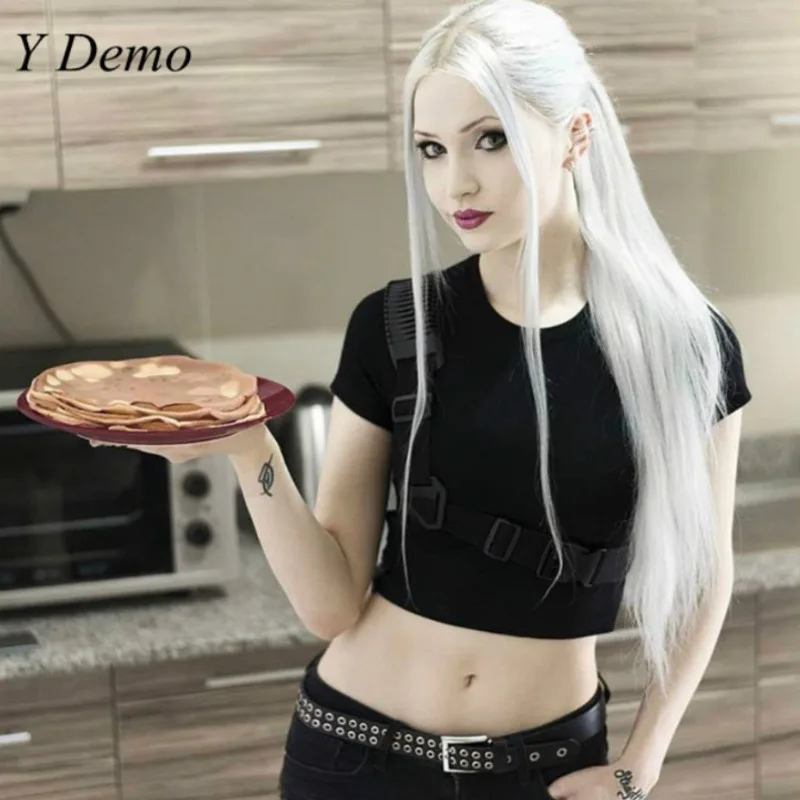 Летняя короткая однотонная женская Повседневная футболка с ремешком и