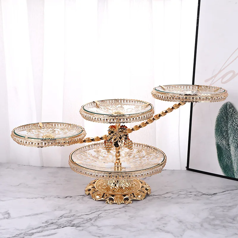 

Coffee Table Creative Fruit Plate Light Luxury Tempered Glass Multi-Layer European-Style Fruit Plate Decoration