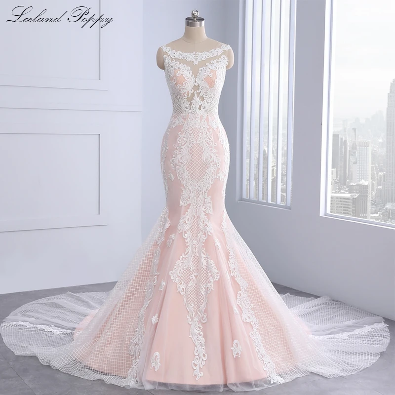 Vestido de Noiva женские свадебные платья русалки без рукавов с кружевным орнаментом длиной до пола Соборные Свадебные платья на Прокат