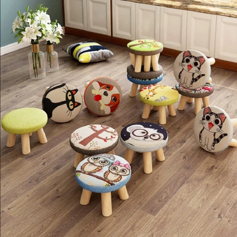  JHSLXD Taburete pequeño de madera para el hogar, taburete de  tela para cambiar zapatos, sala de estar, taburete cuadrado de madera  maciza, taburete de comedor para niños, taburete bajo, sofá, muebles