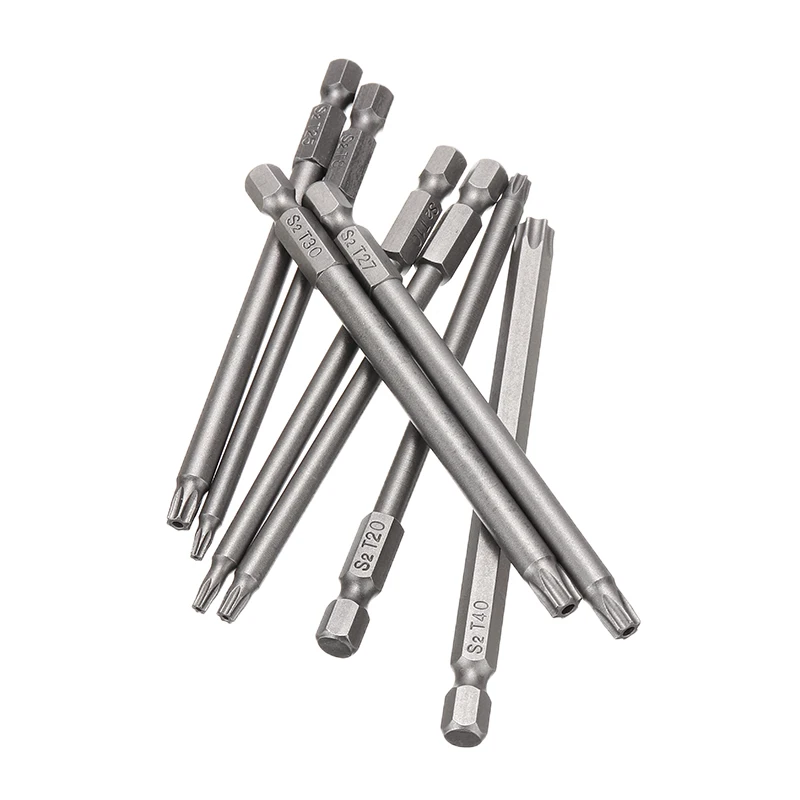 8 шт. отвертка Torx Набор бит Шестигранная безопасная магнитная головка 1/" Шестигранная отвертка Биты длиной 100 мм T8/T10/T15/T20/T25/T27/T30/T40