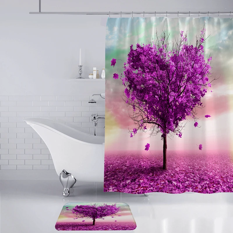 Цветочная Водонепроницаемая занавеска для душа, водонепроницаемая полиэфирная ткань, занавеска для ванной, занавеска для ванной комнаты с 12 крючками для украшения дома