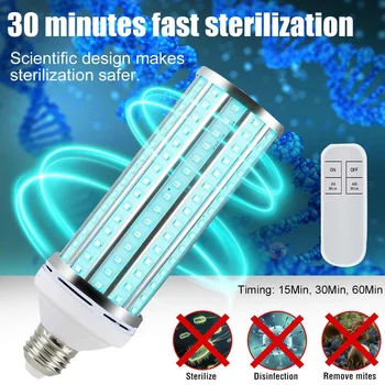 

195LED 60W UV Germicidal Lamp UVC Ultraviolet Corn Shape Light Bulb Disinfection Sterilizer Led Lights Home Clean Air Kill Mites