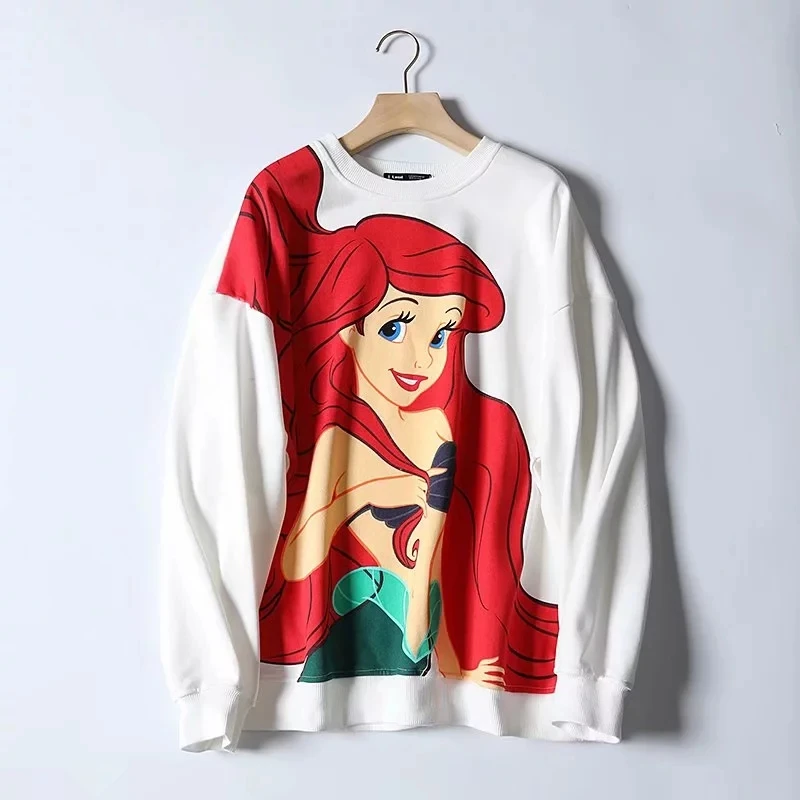 Black Pink Cartoon Lion King Print Women Hoodie Long Sleeve O Neck Ladies Za Sweatshirt Casual Womens Hoodies Pullover