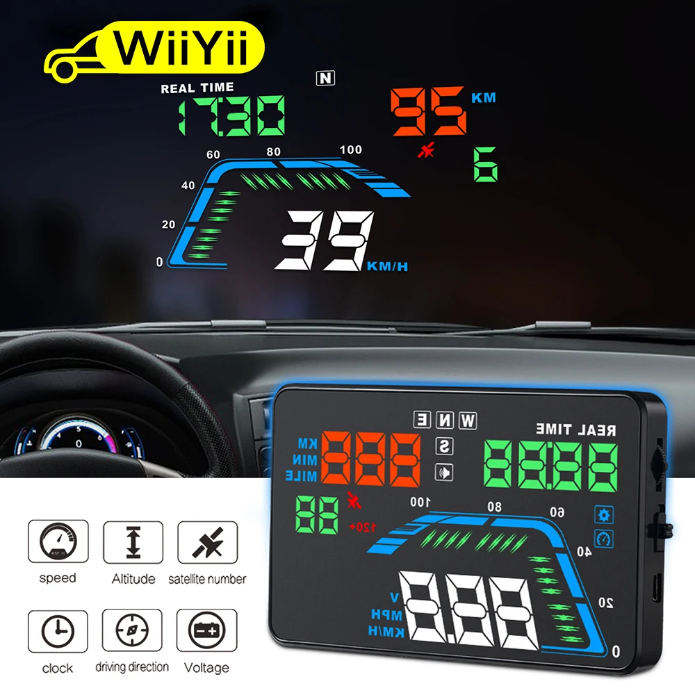 WIIYII дисплей hud автомобильный Q7 gps Спидометр для зеркала Автомобиль Велосипед