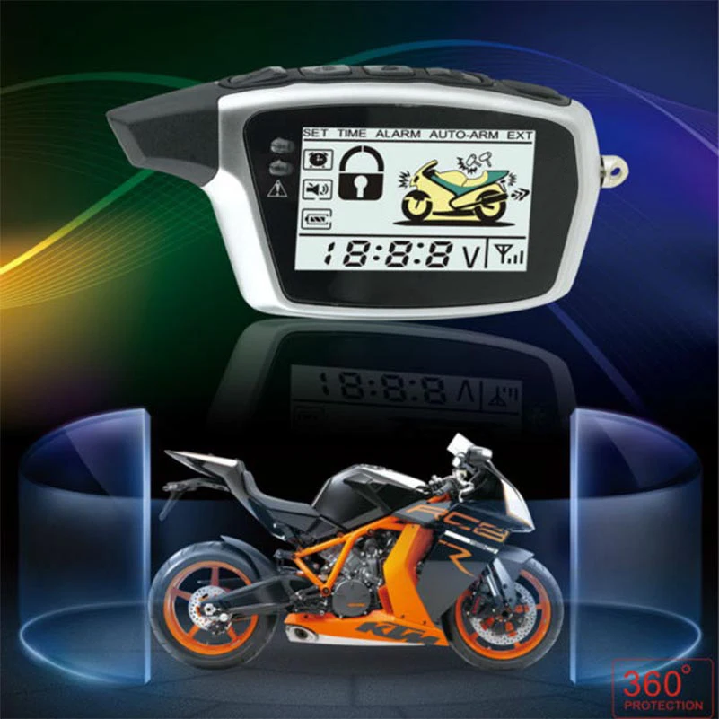 Two Way Anti-theft Motorcycle Security Alarm System With 2 LCD Transmitters Remote Engine Start