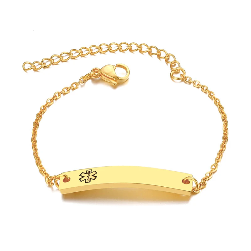 Малыш из нержавеющей стали ID метки гравировка имя диабета браслет болезни медицинский браслет мужской браслет ювелирные изделия