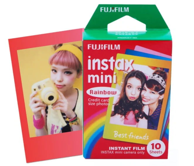 10-200 листов Fujifilm instax mini 9 пленка белая/цветная 3 дюймовая широкоугольная пленка для камеры моментальной печати mini 8 7s 25 50s 90 фотобумага - Цвет: Rainbow 10 Sheets