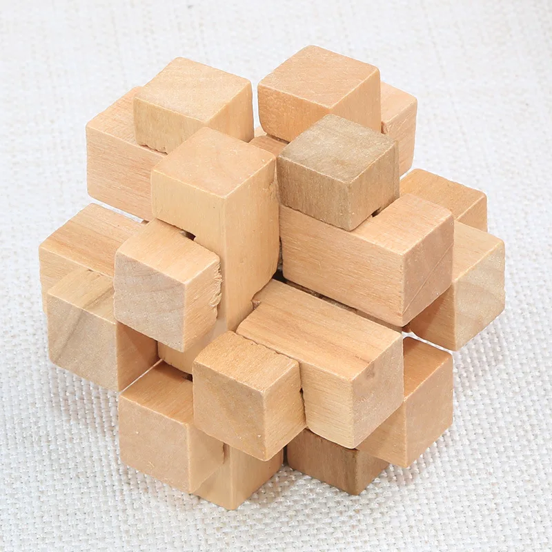 Головоломка Kong Ming Lock 3D деревянные переплетенные головоломки игра игрушка бамбук для взрослых детей интеллект разблокировка игрушки - Цвет: Цвет: желтый