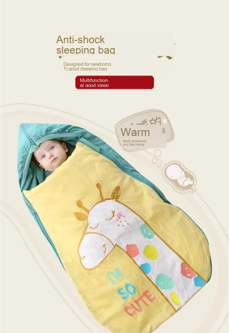 Спальный мешок для новорожденных с защитой от прыжков, осенне-зимние утолщенные детские товары из чистого хлопка, детское одеяло, теплые вещи для малышей