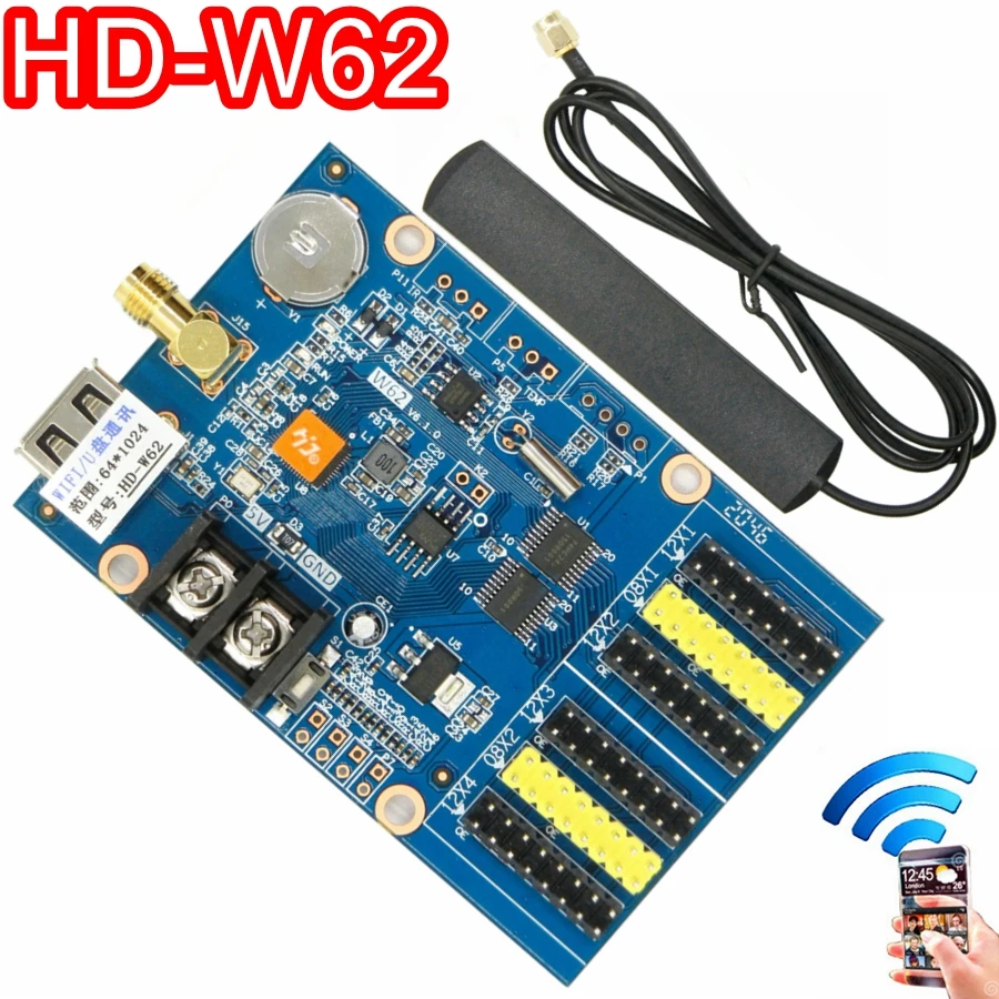 HD-W62 Wi-Fi/U-диск светодиодная карта управления 1024*64 пикселей беспроводной