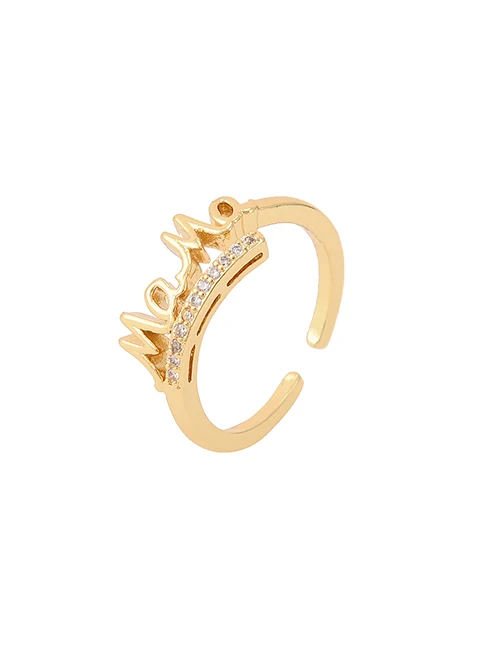 2021 Korean Female's AAA Zircon Ring Simple MOM Adjustable Opening Rings for Women Mother's Day Jewelry Gift 