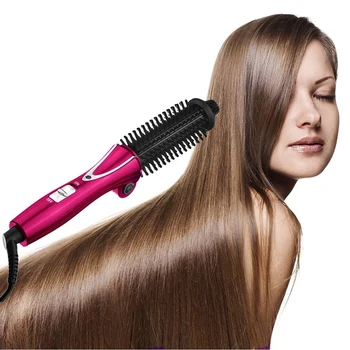 

Cooliss Brush Barrel Curling Iron Ionic Electric Round Heated Brush Foldable Curler Straightener Hair Curling Wand