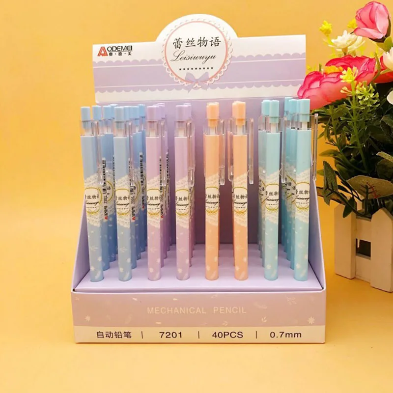 

4 Pcs Kawaii 0.5MM/0.7MM Fresh Lace Style Mechanical Pencil Writing Drawing School Office Supply Student Stationery