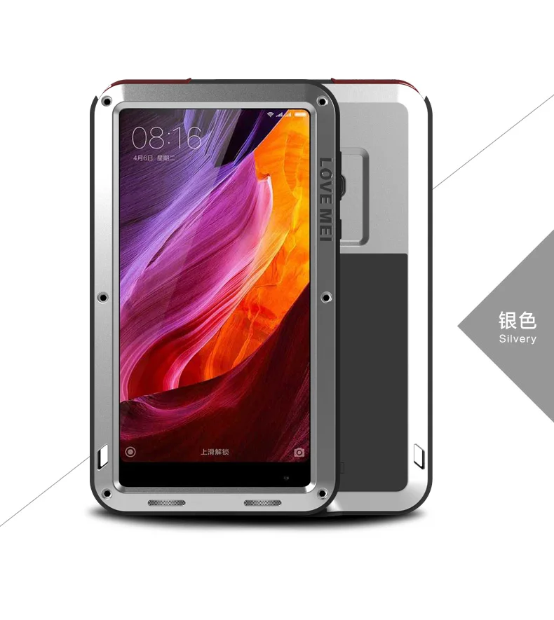 Чехол Love Mei Armor, водонепроницаемый чехол, для Xiaomi mi Mix 2, Fundas, корпус, металлическая подставка, противоударный чехол для Xiaomi mi x 1 - Цвет: Silver