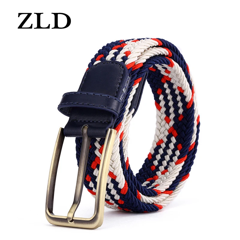 ZLD 60 Colors Female Casual Knitted Pin Buckle Men Belt Woven Canvas Elastic Expandable Braided Stretch Belts For Women Jeans crocodile skin belt