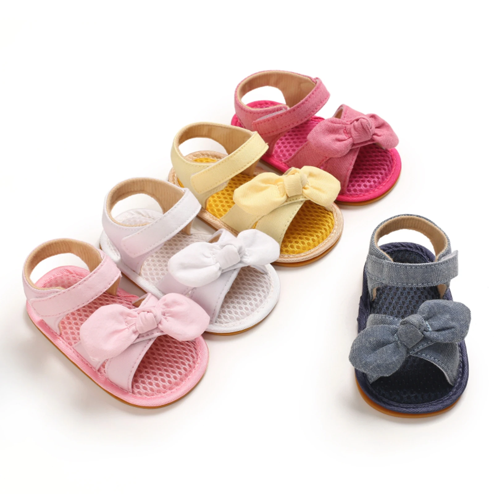Citgeett Summer Baby Girls Bow Sandals Soft Sole Non-Slip Open Toe Flats Infant Pre-Walkers