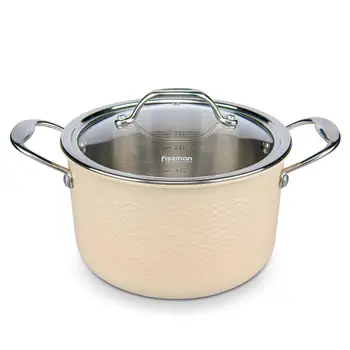 

Fissman BRIGITTE Series 2 ply Stainless Steel Casserole with Glass Lid Two Side Handles StockPots Induction Cooker