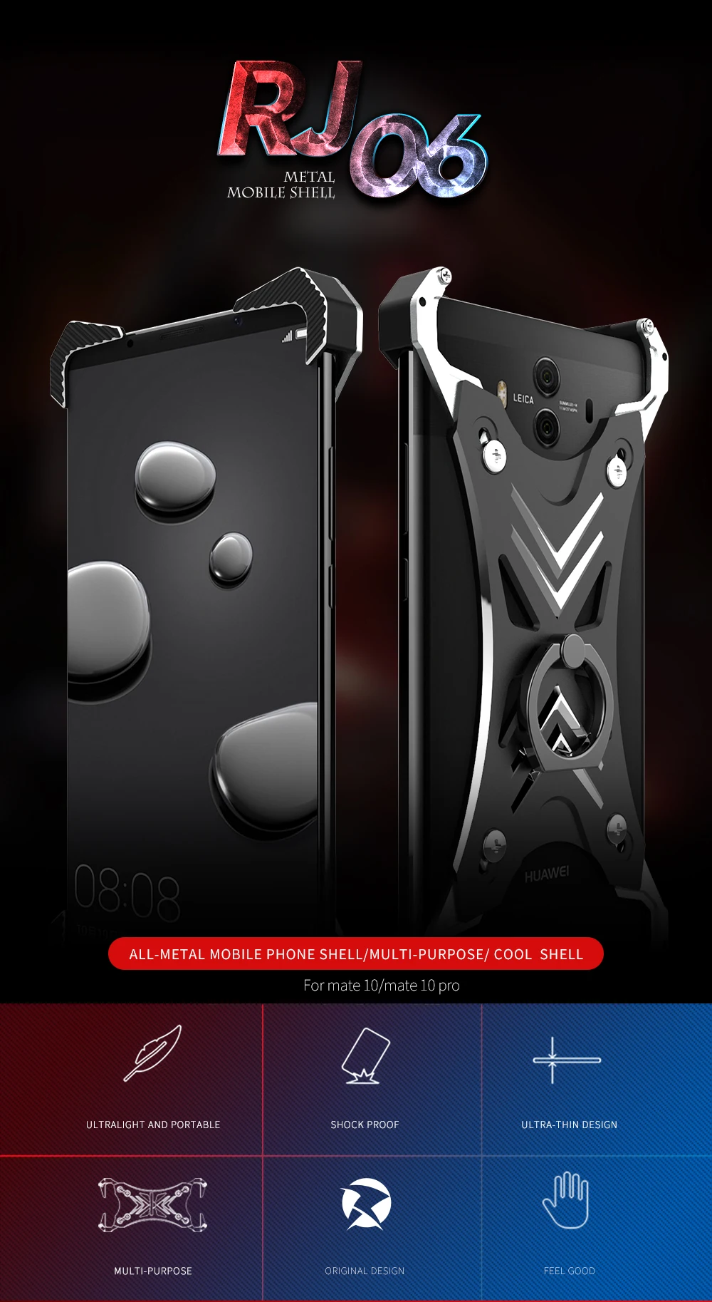 Luxury Alluminum Alloy Adjustable Ultra Light-weight Bracket Case for Huawei Mate 10 Pro Vivo X9S X9 Plus X20 Cover Metal Bumper