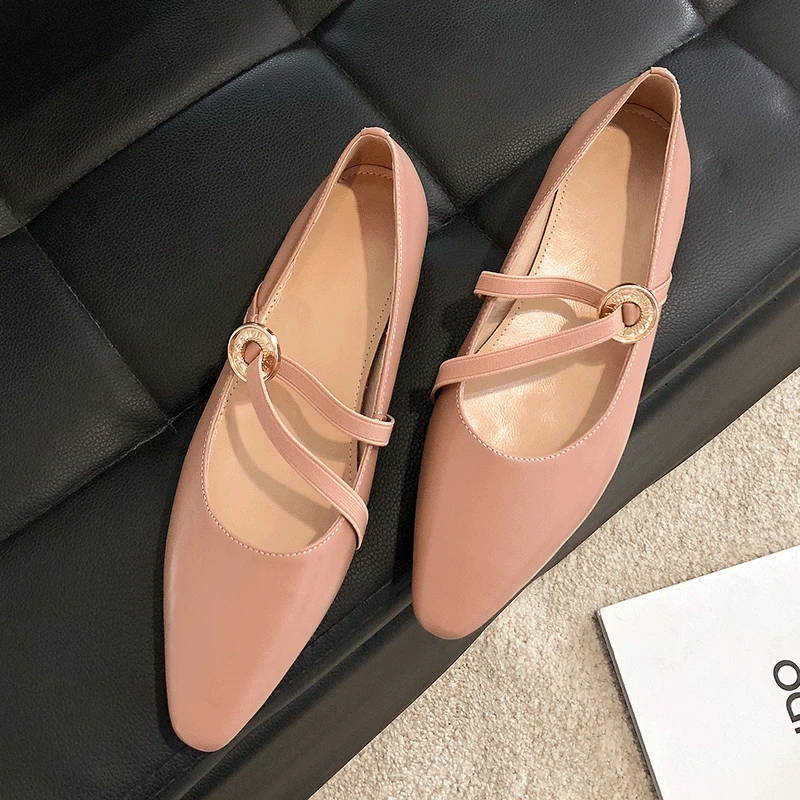 

2019 Spring And Summer New Style Korean-style Fashion Genuine Leather Low-Cut Thin Drawstring Low Heel Shoes Mori Girl WOMEN'S F