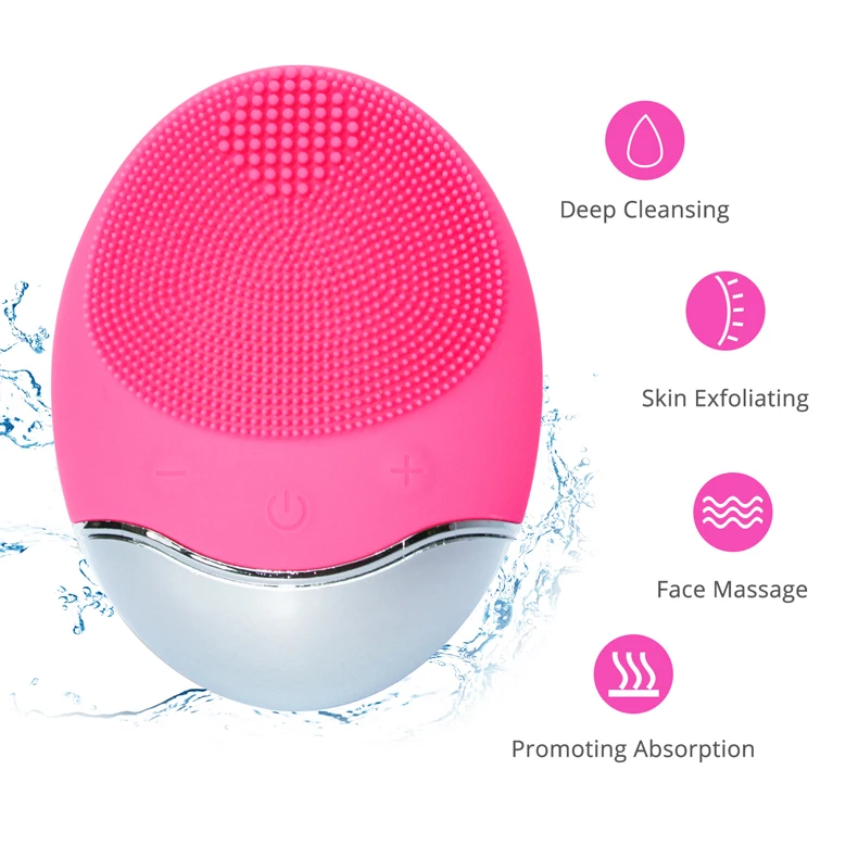 Electric Facial Cleansing Brush Bamboo Charcoal Fibre Bristles Skin Exfoliating Face Massage 5 Levels Speed IPX7 Waterproof