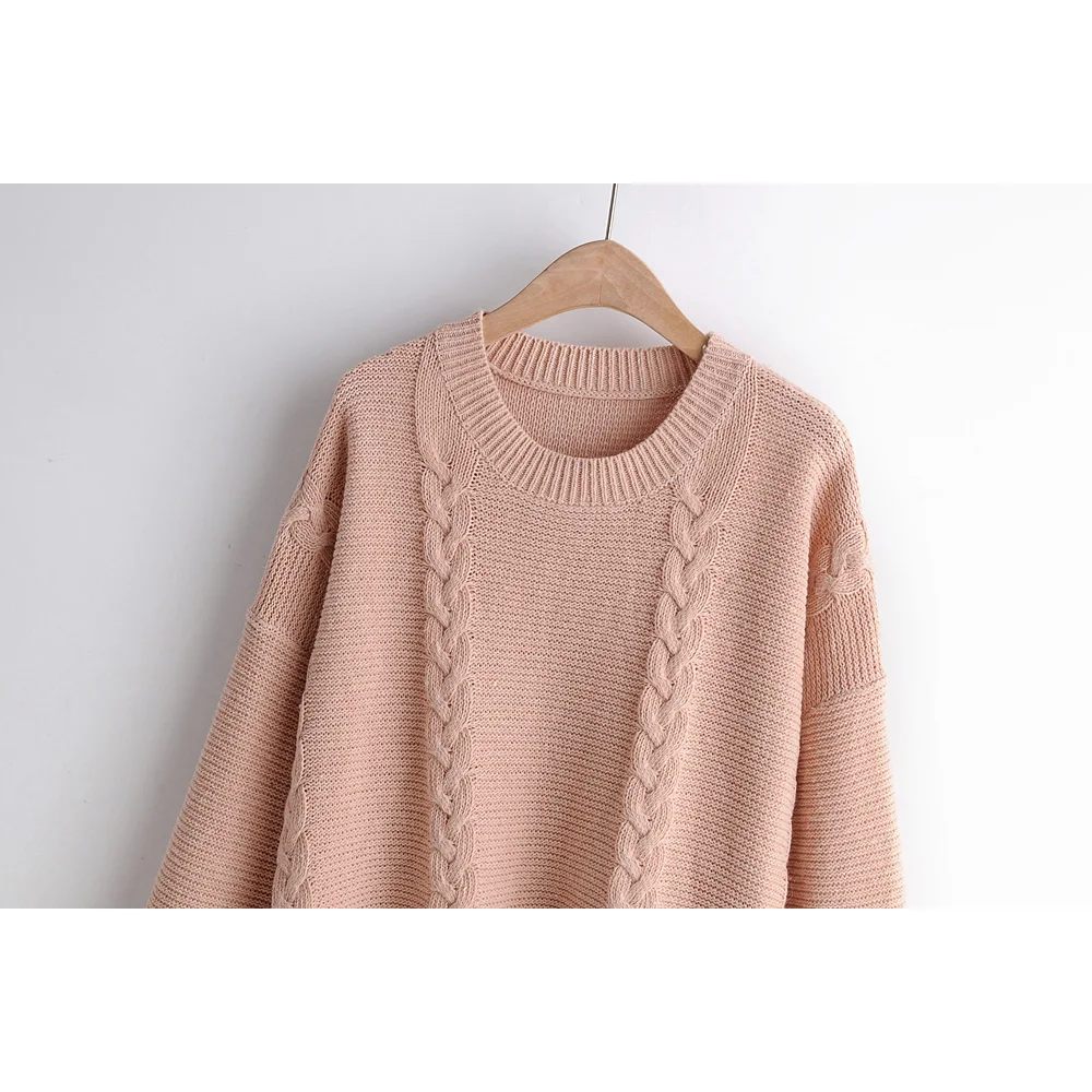Fashion Za Women Sweater Autumn Solid Tassels O-Neck Casual Long Sleeve Loose Knit Pullovers Sweaters Jumper Ladies Tops