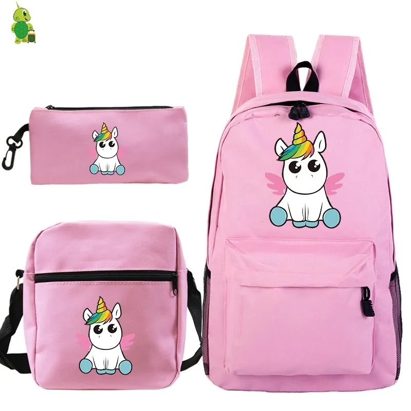 Mochila Единорог Рюкзак 3 шт./компл. школьные сумки для подростков мальчиков и девочек рюкзак средней школы Для женщин рюкзаки сумка пенал для ручек