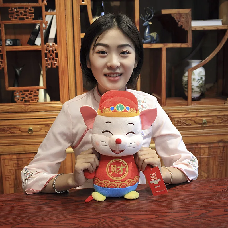 Year Of The Rat Mascot Plush Toy Stuffed Doll Zodiac Chinese New Year Fortune Mouse Party Decoration Gift God of wealth Rat Toy