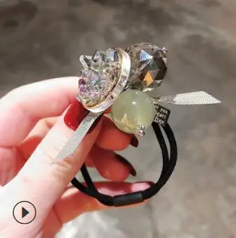 40 шт./лот DIY простой Мульти акрил высокого класса кристалл бант лента для волос гранулы Резиновая лента Инструменты для укладки волос аксессуары HA1735 - Цвет: 3