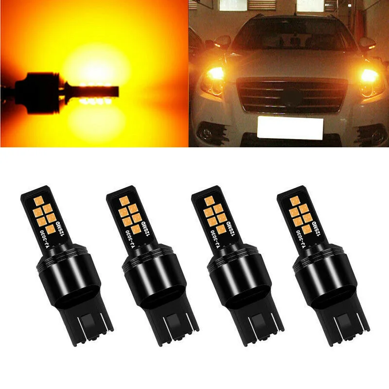 4 шт. желтый 7443 3030 SMD Тормозной фонарь светильник/Парковка светодиодный светильник лампы 12 V-24 V прочные и практичные в Применение