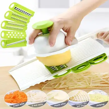 

6pcs/set Manual Potato Slicer Vegetable Fruit Cutter Stainless Steel Mandoline Onion Peeler Carrot Grater Dicer Kitchen Tools