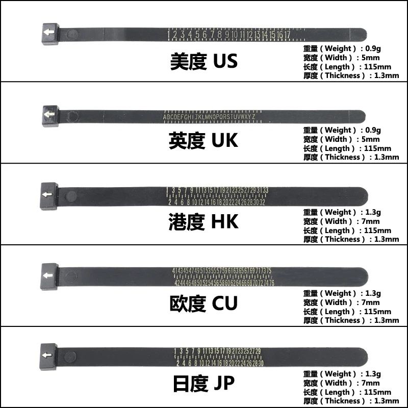 Черное кольцо размер официальный США Великобритания EUR HK JP CU измерительный прибор для мужчин и Wo мужчин s размеры A-Z ювелирные изделия аксессуар измеритель