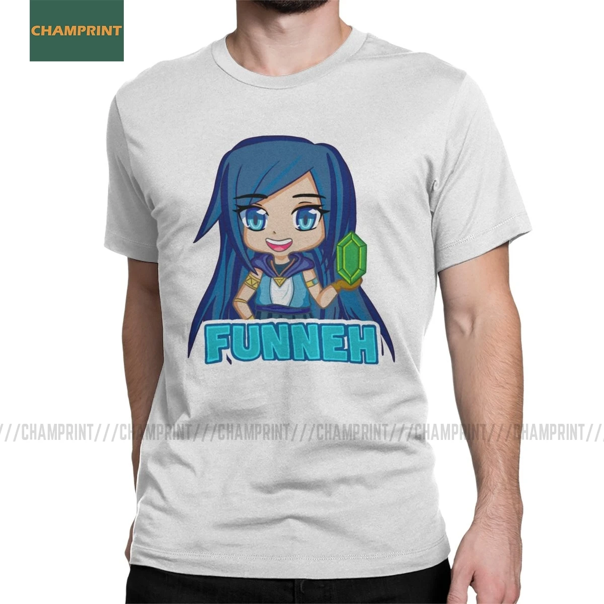 Funneh голубые волосы геймер футболка для мужчин в Krew девушка Веселая торт Youtube х/б