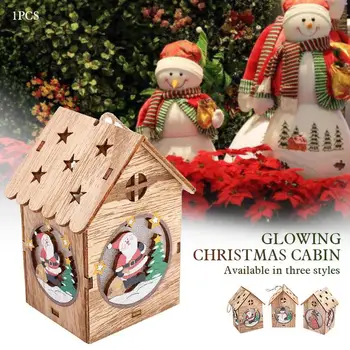 

Christmas Glowing Cabin Christmas Wooden Cottage Christmas Wooden House LED Lights Luminous Creative Hotel Home Decor Lamp