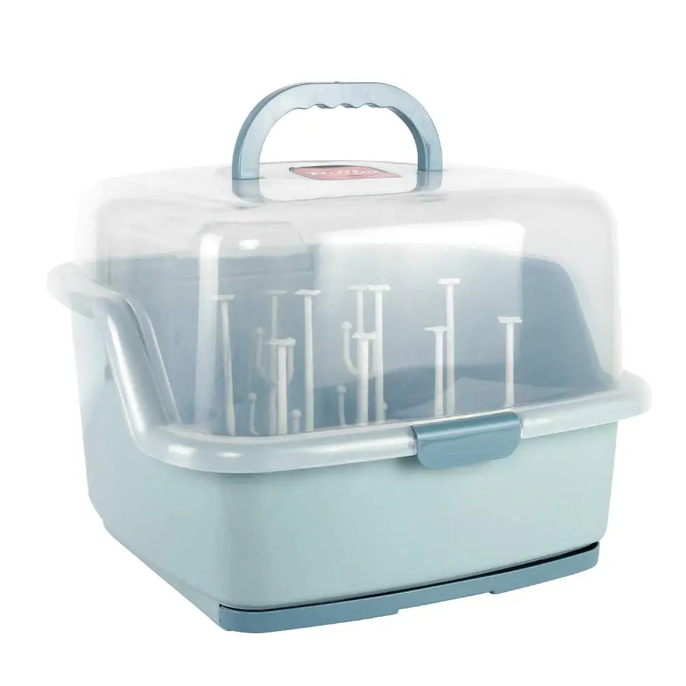 

Baby Bottle Drying Rack - Large Storage Box with Dustproof Cover, Baby Dinnerware Organizer